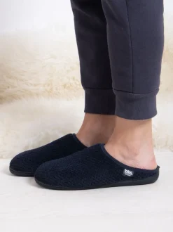 Blauw - Totes Isotoner Swept Back Popcorn pantoffelmuiltjes voor heren