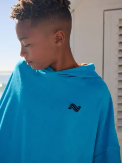 Blauw - Towelling Poncho (3-16yrs)