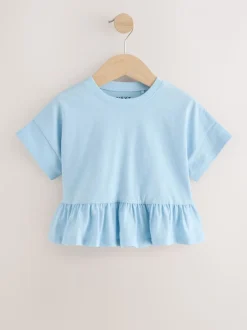 Blauw - T-shirt met peplum en korte mouwen (3mnd -7jr)
