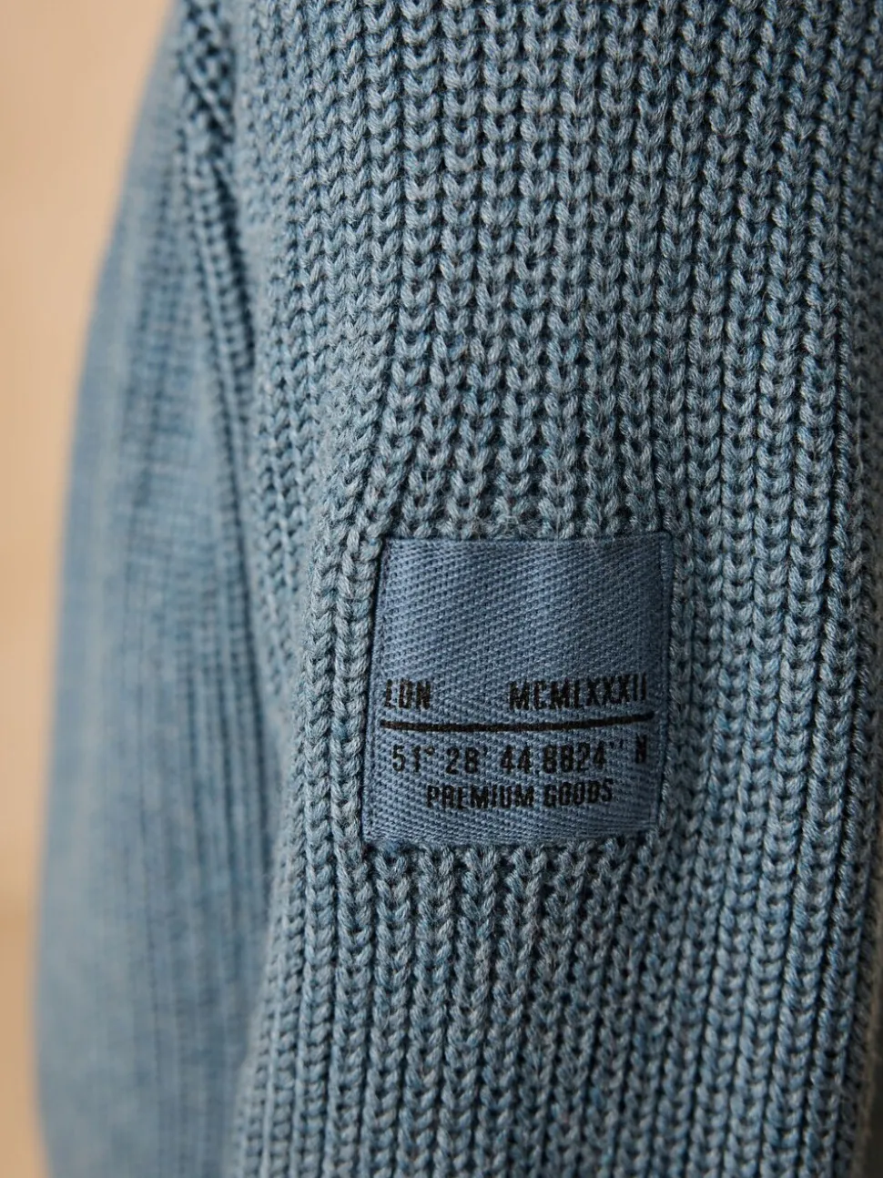 Blauw - Utility gebreide trui met rits bij de hals (3-16jr)