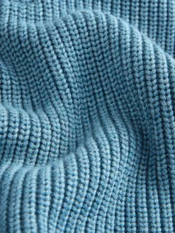 Blauw - Utility gebreide trui met rits bij de hals (3-16jr)