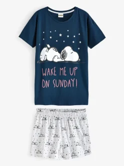 Blauw - Vanilla Underground Snoopy Korte Broek Pyjama's Set