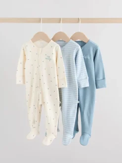 Blauw - Verpakking van 3 babypyjama's met tweewegrits (0-2jr)