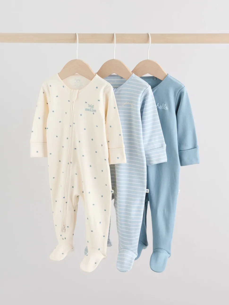 Blauw - Verpakking van 3 babypyjama's met tweewegrits (0-2jr)