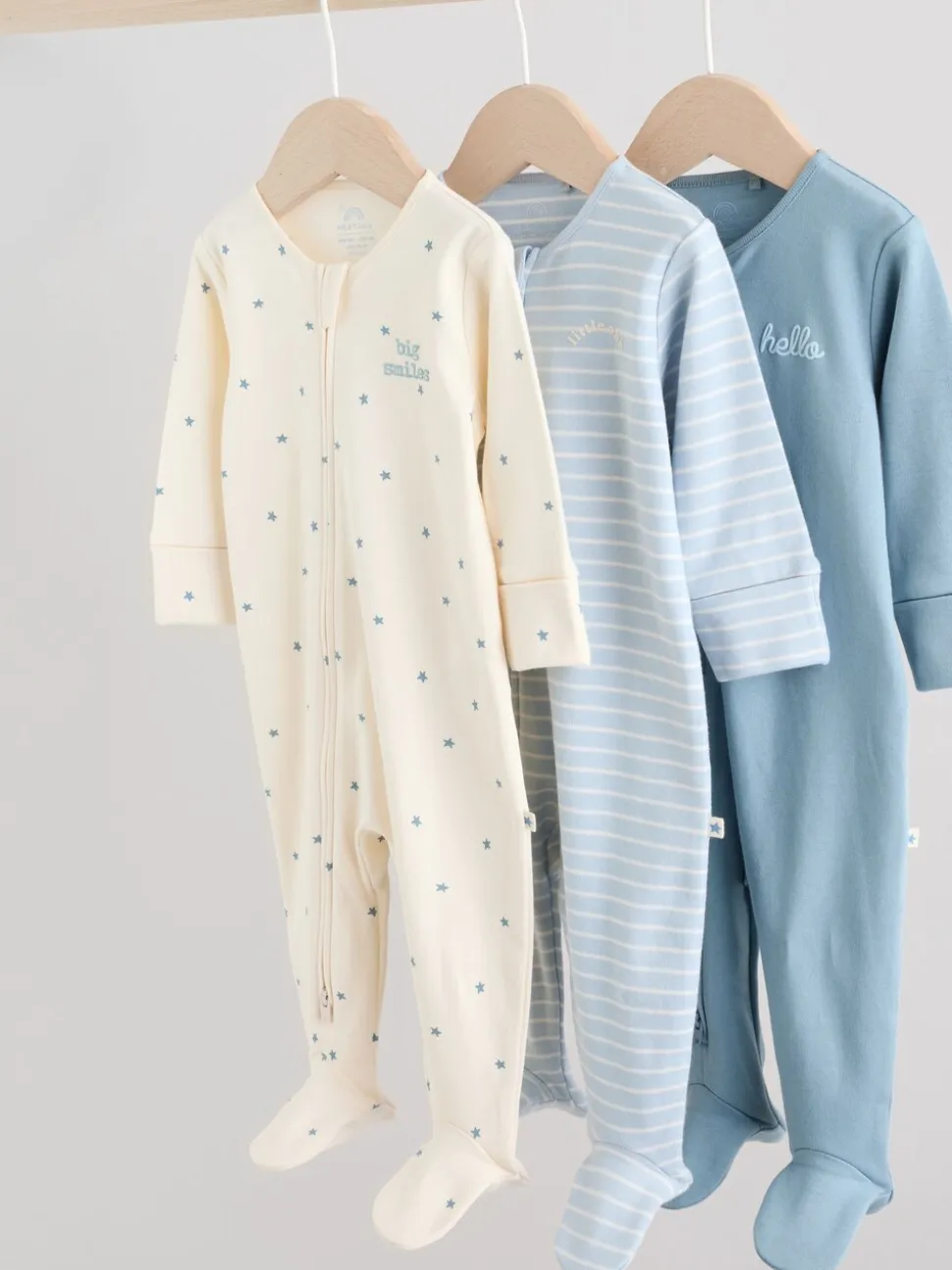Blauw - Verpakking van 3 babypyjama's met tweewegrits (0-2jr)