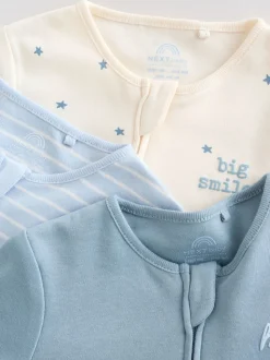 Blauw - Verpakking van 3 babypyjama's met tweewegrits (0-2jr)