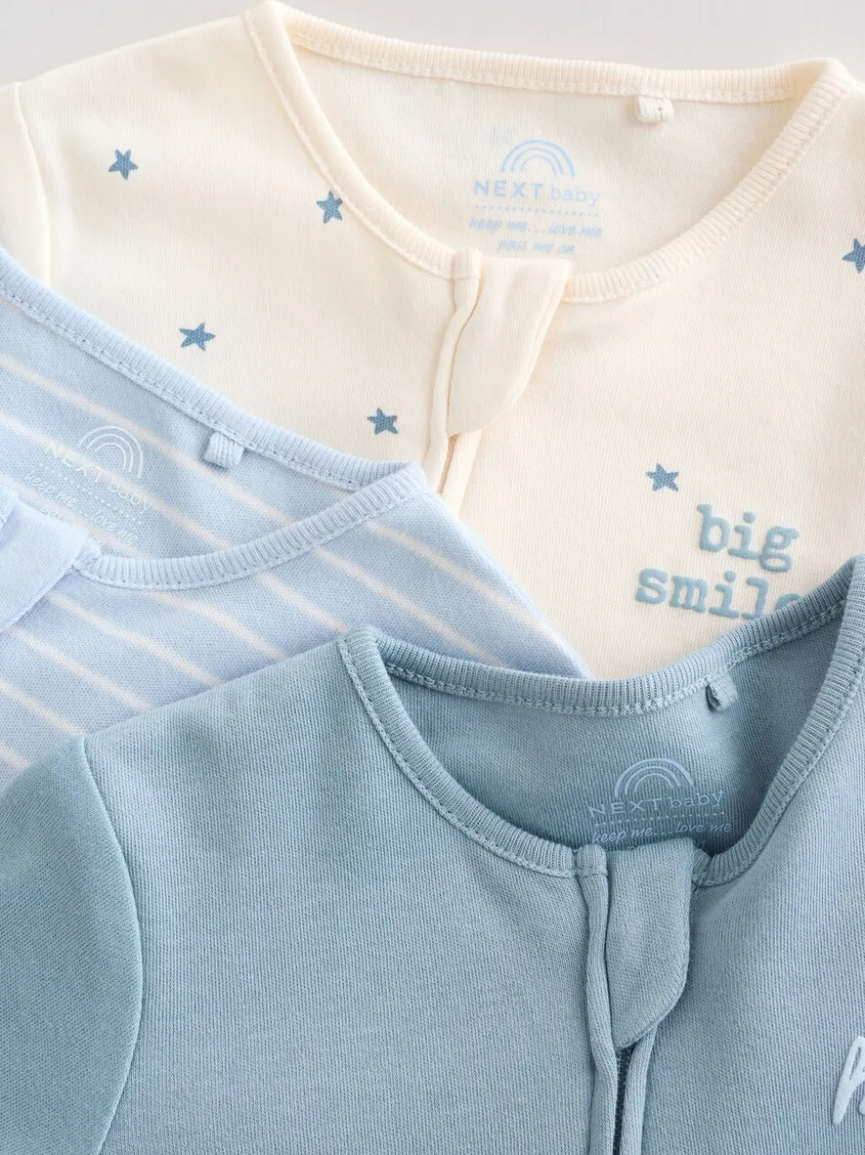 Blauw - Verpakking van 3 babypyjama's met tweewegrits (0-2jr)