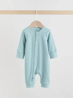 Blauw - Verpakking van 5 babyslaappakjes met tweewegrits (0 mnd - 3 jr)