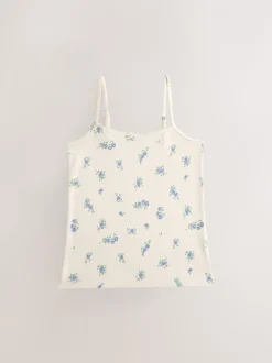 Blauw - Verpakking van 3 cami topjes met bandjes en print (1,5 - 16 jr)
