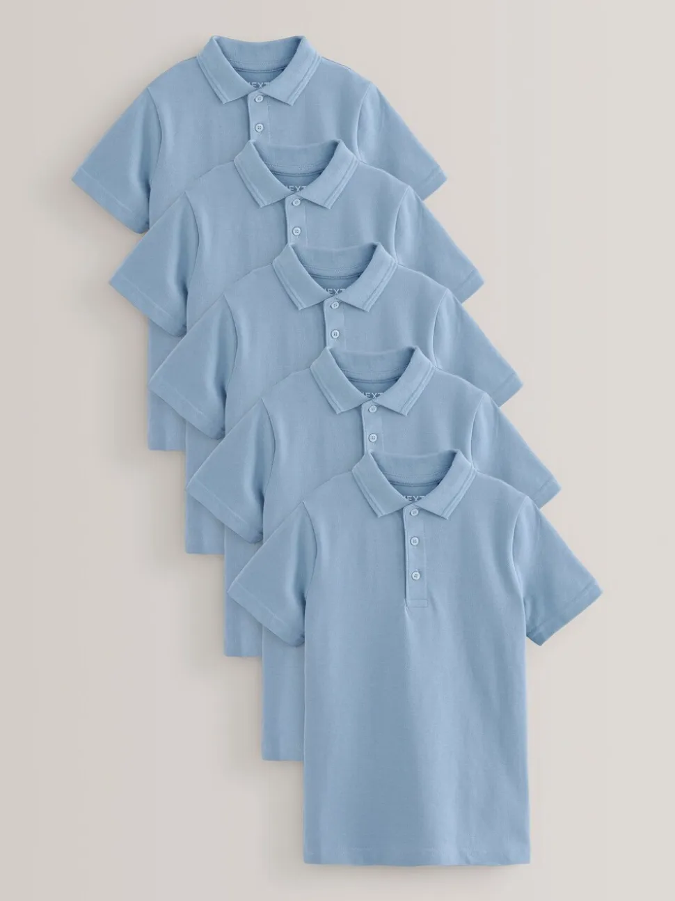 Blauw - Verpakking van 5 katoenen poloshirts met korte mouwen voor school (3-16jr)