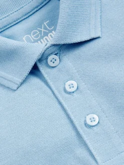 Blauw - Verpakking van 5 katoenen poloshirts met korte mouwen voor school (3-16jr)