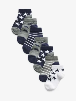 Blauw - Verpakking van 7 paar sneakersokken met hoog aandeel katoen