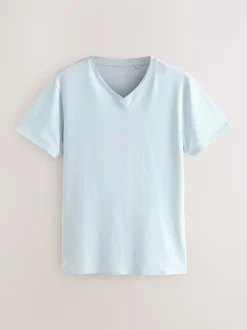 Blauw - Verpakking van 5 slim-fit 100% katoenen T-shirts met V-hals en laagjes