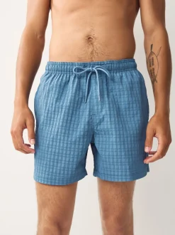 Blauw - Zwembroek met wafeltextuur