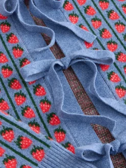 Blauw aardbei - Supersoft Tie Front Knitted Cardigan