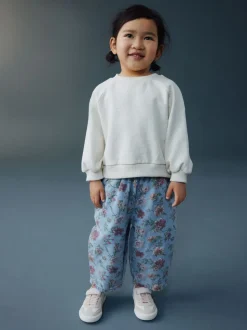 Blauw bloemenprint - Pullon Barrel Jeans (3mths-7yrs)