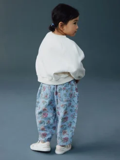 Blauw bloemenprint - Pullon Barrel Jeans (3mths-7yrs)