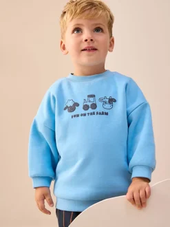 Blauw boerderijdier - Set met sweatshirt en joggingbroek met strepen (3mnd-7jr)