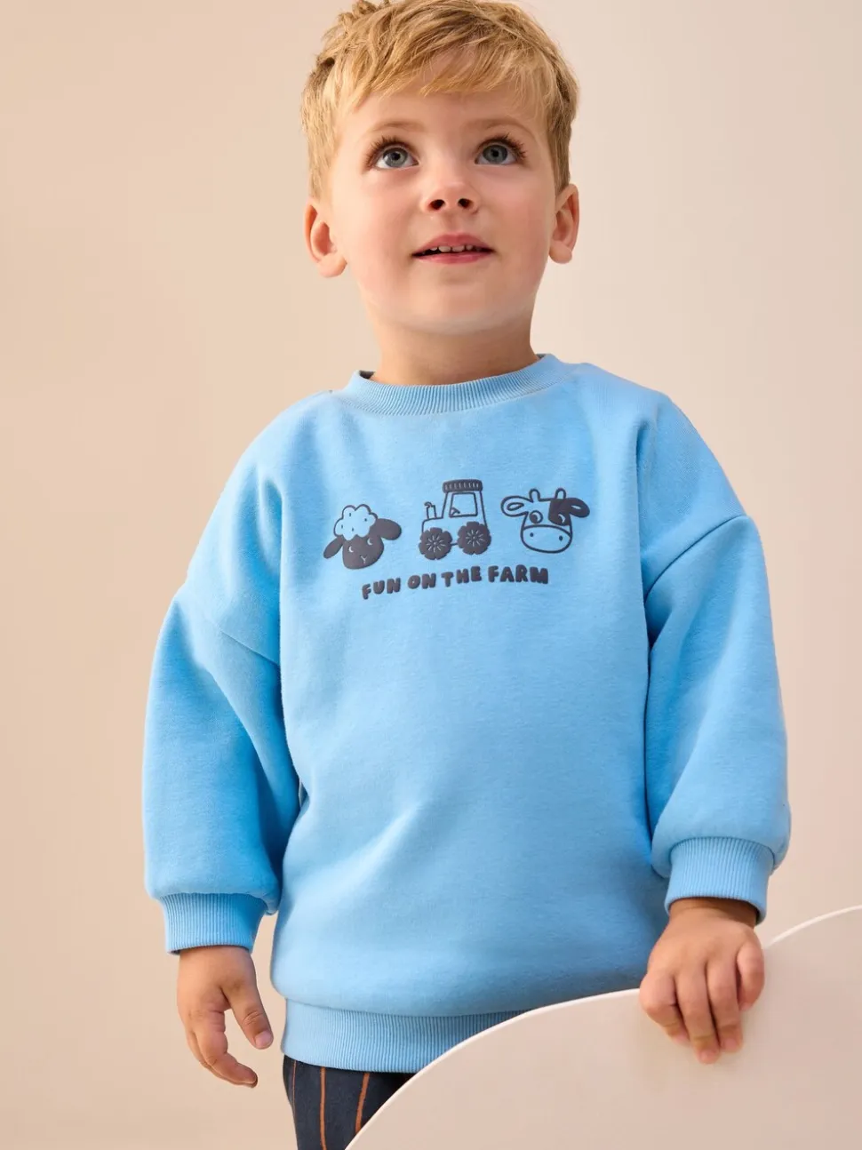 Blauw boerderijdier - Set met sweatshirt en joggingbroek met strepen (3mnd-7jr)