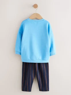 Blauw boerderijdier - Set met sweatshirt en joggingbroek met strepen (3mnd-7jr)