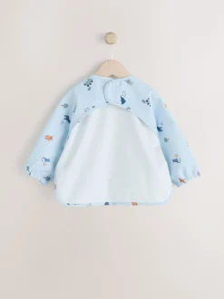 Blauw Dino Jungle - Slabbetje met mouwen voor spenen en voeden
