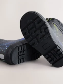 blauw galaxy - Warme gevoerde regenlaarzen met rand