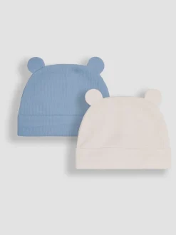Blauw geribbeld - JoJo Maman Bébé - 2 Babymutsen