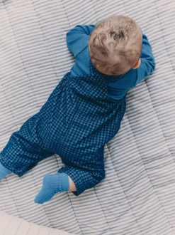 Blauw geruit - Babyset van corduroy tuinbroek en rompertje (0mnd-2jr)