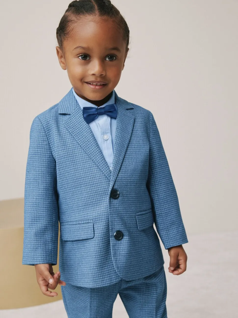 Blauw geruit - Set van blazer, overhemd, broek en vlinderdas (3 mnd - 9 jr)