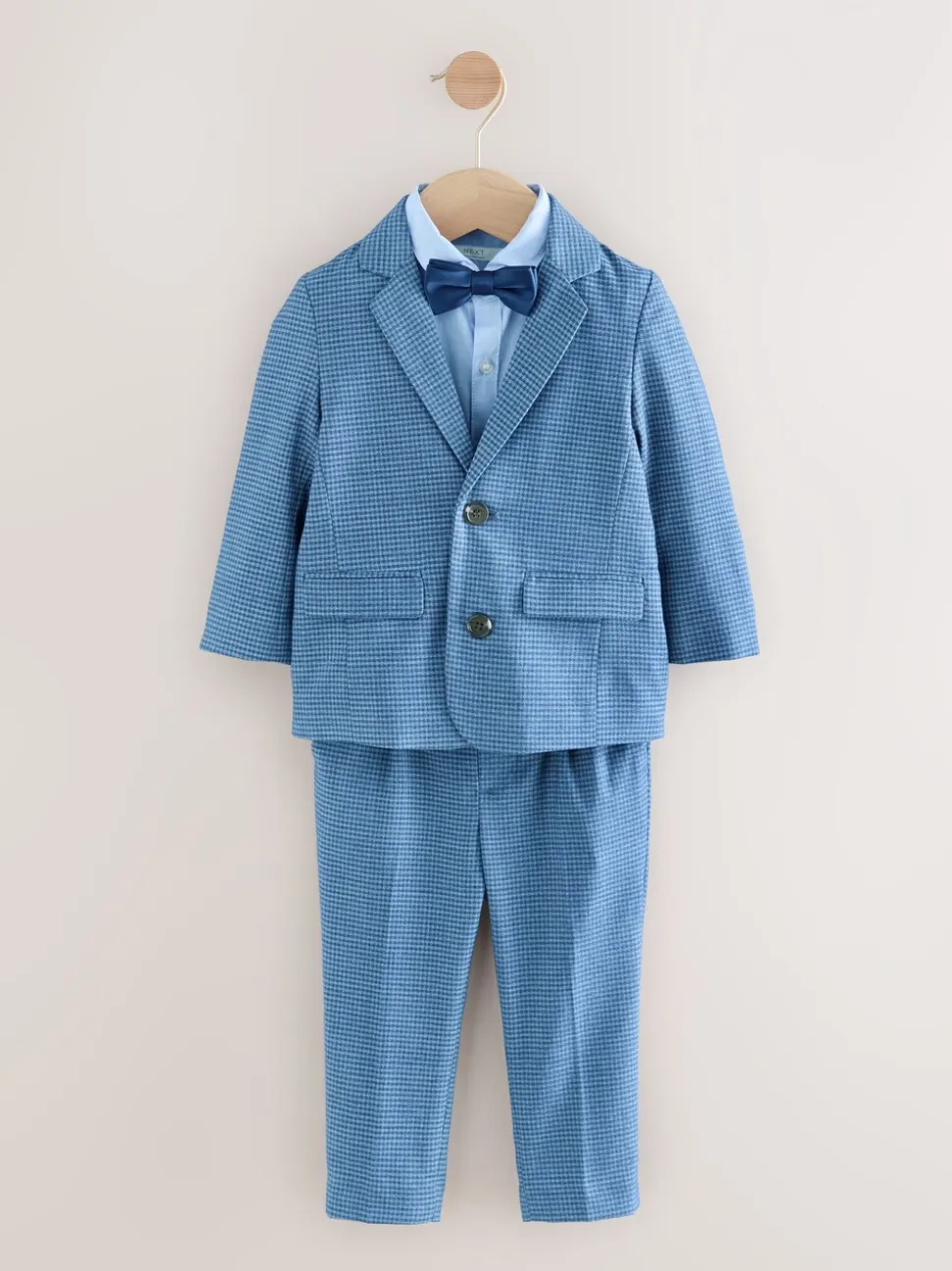 Blauw geruit - Set van blazer, overhemd, broek en vlinderdas (3 mnd - 9 jr)