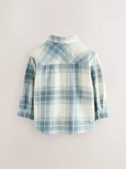 Blauw geruit - Set van T-shirt en shirt met lange mouwen (3mnd-7jr)