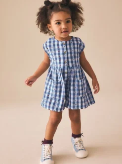 Blauw geruit - Trapeze Playsuit (3mths-7yrs)
