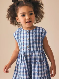 Blauw geruit - Trapeze Playsuit (3mths-7yrs)