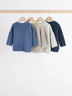 Blauw gestreept - Baby T-shirts met lange mouwen 4 stuks (0mnd-2jr)