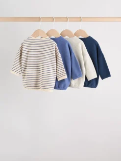 Blauw gestreept - Baby T-shirts met lange mouwen 4 stuks (0mnd-2jr)
