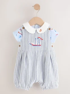 Blauw gestreept - Cath Kidston 100% katoenen Baby bretelbroek