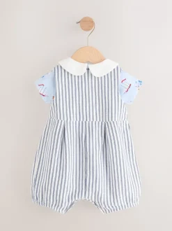 Blauw gestreept - Cath Kidston 100% katoenen Baby bretelbroek