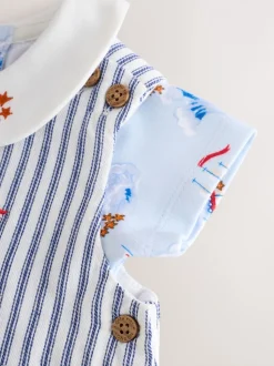 Blauw gestreept - Cath Kidston 100% katoenen Baby bretelbroek