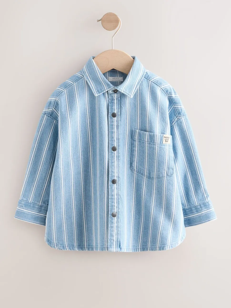 Blauw gestreept - Denim overhemd met lange mouwen (3 mnd - 7 jr)
