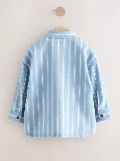 Blauw gestreept - Denim overhemd met lange mouwen (3 mnd - 7 jr)