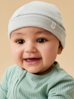 Blauw gestreept - MORI Supersoft Babyhoedje