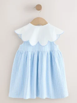 Blauw gestreept - Zomerjurk met kraag (3mnd -7jr)
