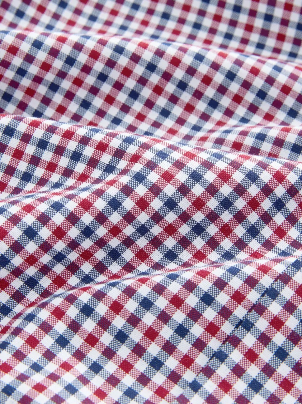 Blauw gingham/rood gingham - Set van 2 stuks strijkvrije Oxford-overhemden