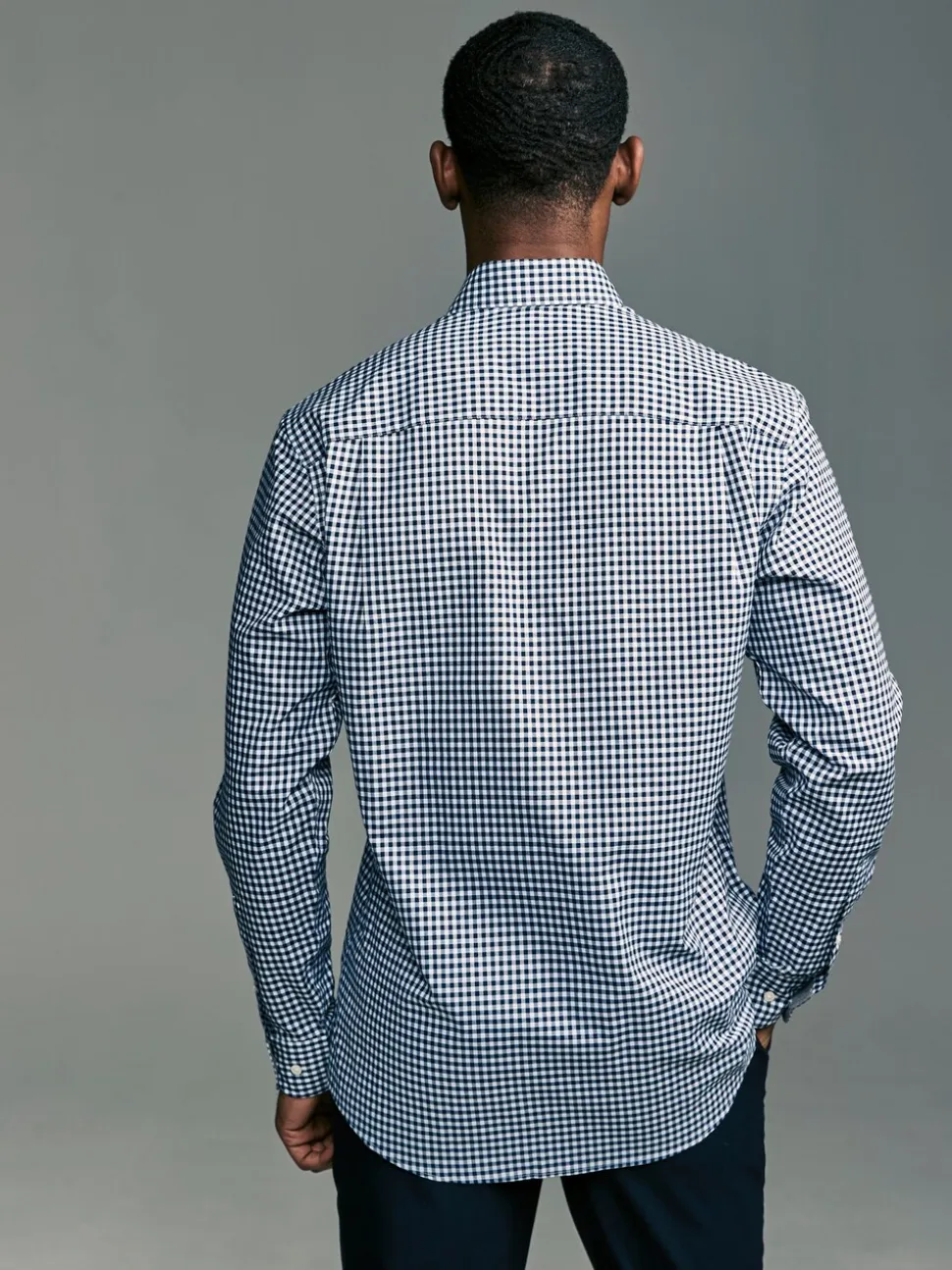 Blauw gingham/rood gingham - Set van 2 stuks strijkvrije Oxford-overhemden