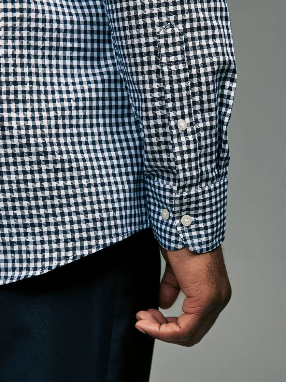 Blauw gingham/rood gingham - Set van 2 stuks strijkvrije Oxford-overhemden