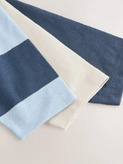 Blauw graafmachine - Set van 3 T-shirts met grafische print en lange mouwen (3mnd-7jr)