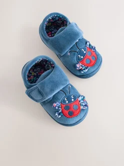 Blauw lieveheersbeestje - Pantoffels met antislip-zool