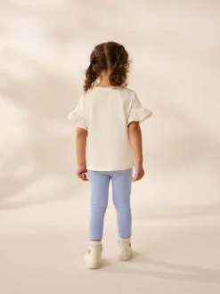 Blauw met ballerina - Versierde leggings (3 mnd-7 jr)