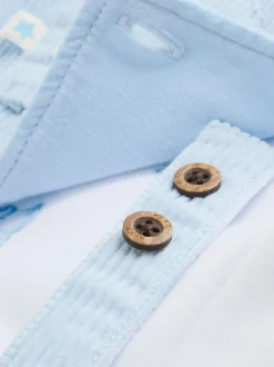 Blauw met beren - Corduroy bretelbroeken en Bodysuit set (0mnd-2jr)