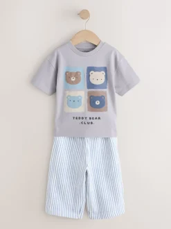 Blauw met beren - Short Sleeve T-Shirt and Lightweight Joggers 2 Pack Set (3mths-7yrs)